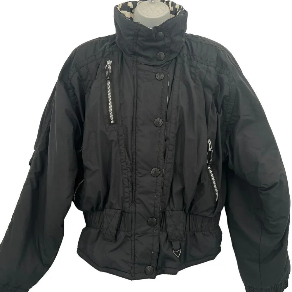 OBERMEYER Nell Jacket Womens 12 Black Puffer Coat Ski Snowboard Bomber Crop
